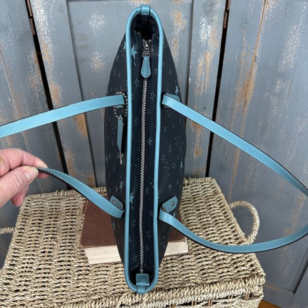 Coach Black Tote with Light Blue Star Print - Picture 9 of 16
